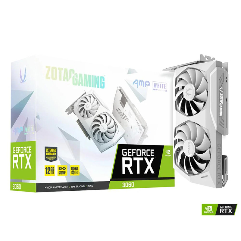 Zotac Gaming Geforce RTX 3060 AMP 12GB GDRR6 Graphics Card- White Edition - كرت الشاشة